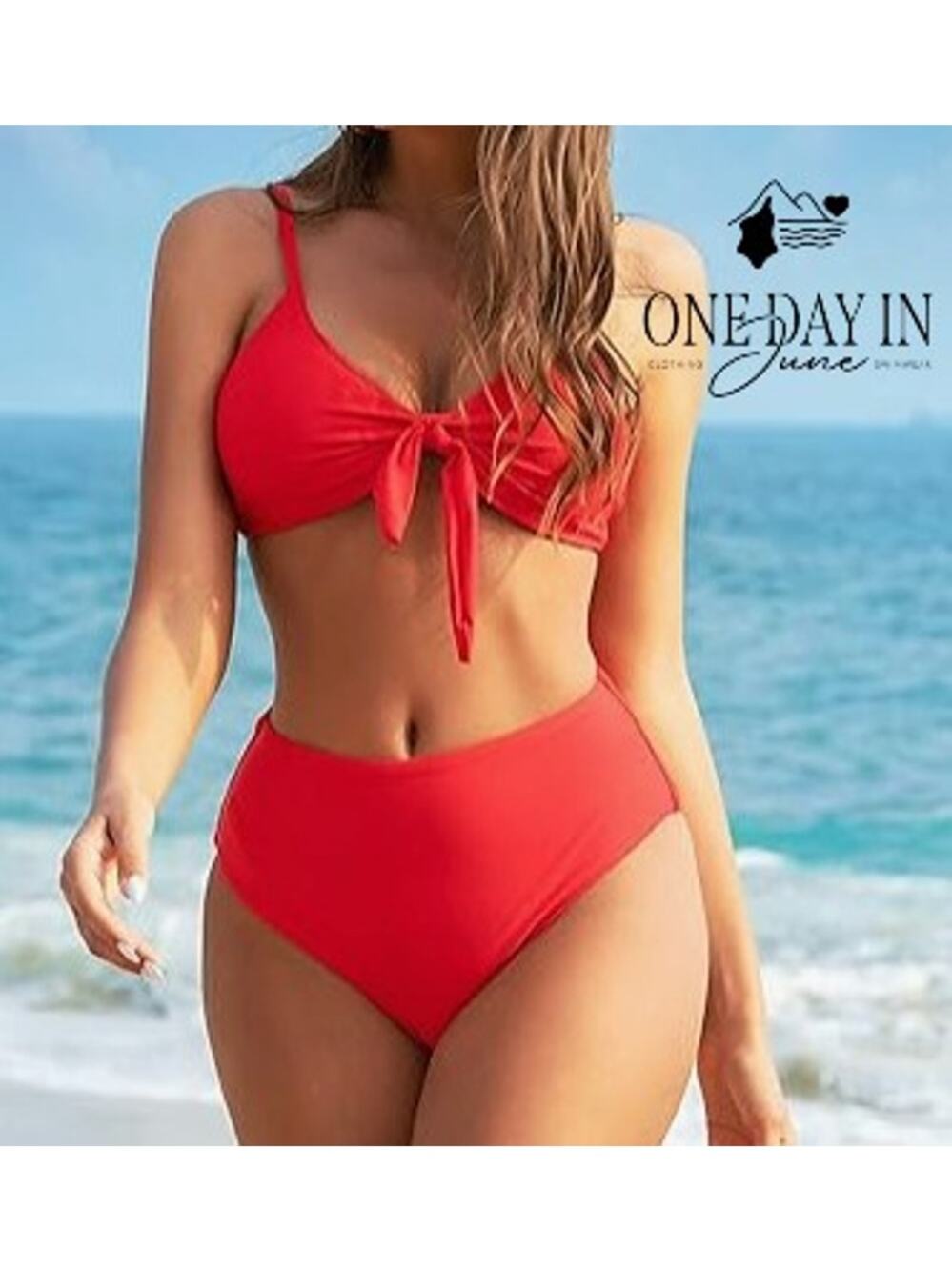 Blooming Jelly Knot Front High Waist Bikini Swimsuit Size S